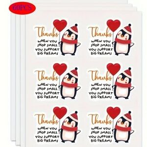 Penguin Thank You Support Big Dreams Stickers, 60pcs